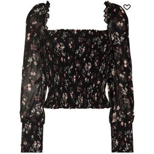 Reformation Pinto Top black floral size L - barely worn MSRP $148